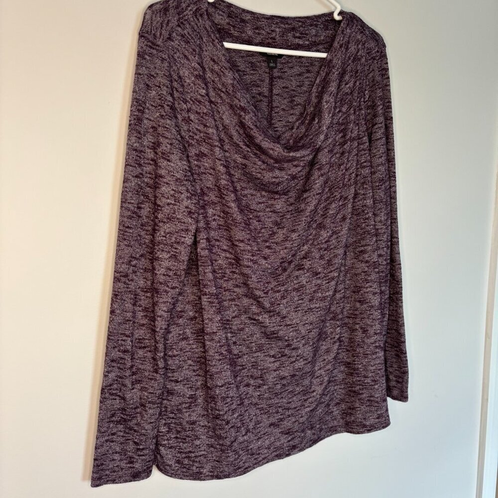 Simply Vera Vera Wang Asymmetrical Cowl Neck Sweater Womens L Purple Heather